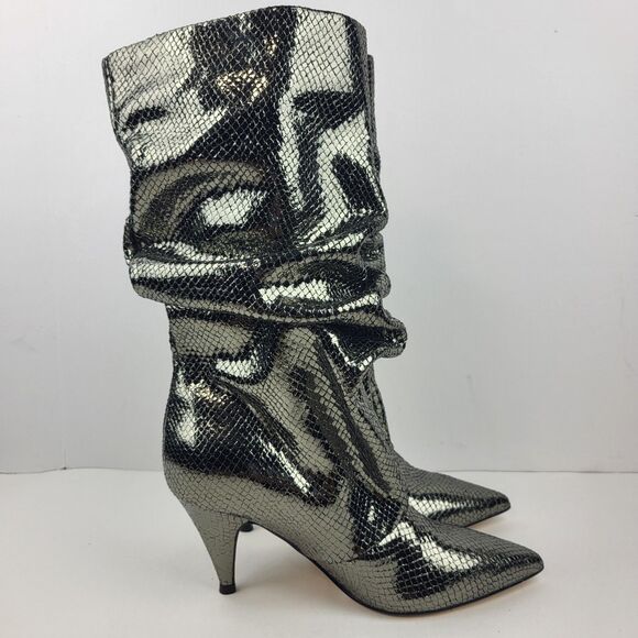Marc Fisher LTD Boots Paityn Slouch Pointed Toe Shiny Metallic Size 6.5M - Picture 6 of 13